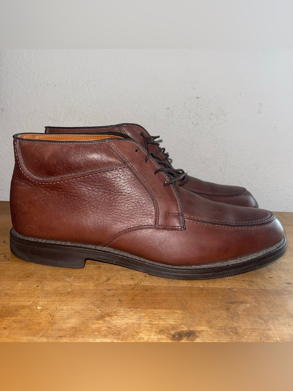 Allen Edmonds Stuart Apron Chukka Boots Brown Leather Natural Rubber Mens 9 D
